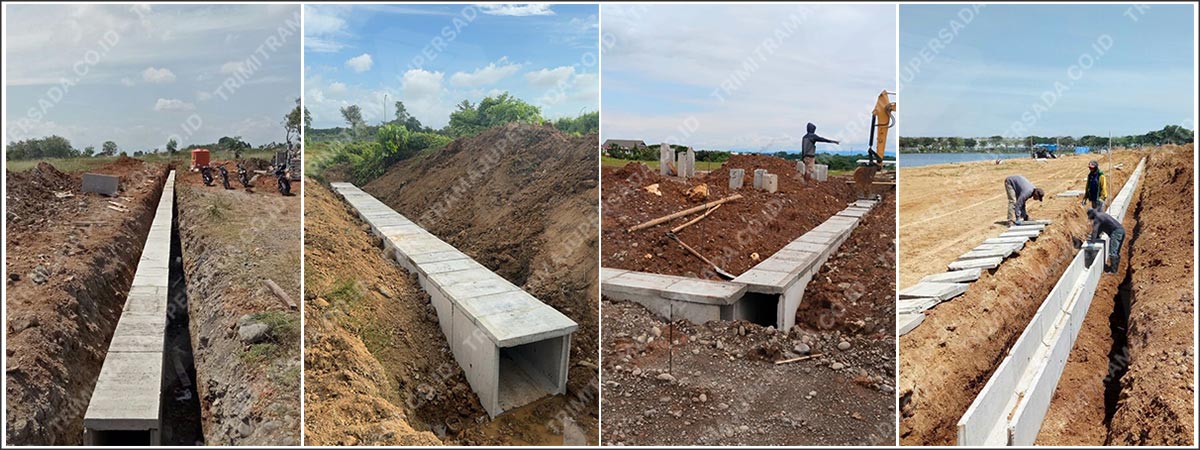pemasangan saluran uditch dan cover uditch